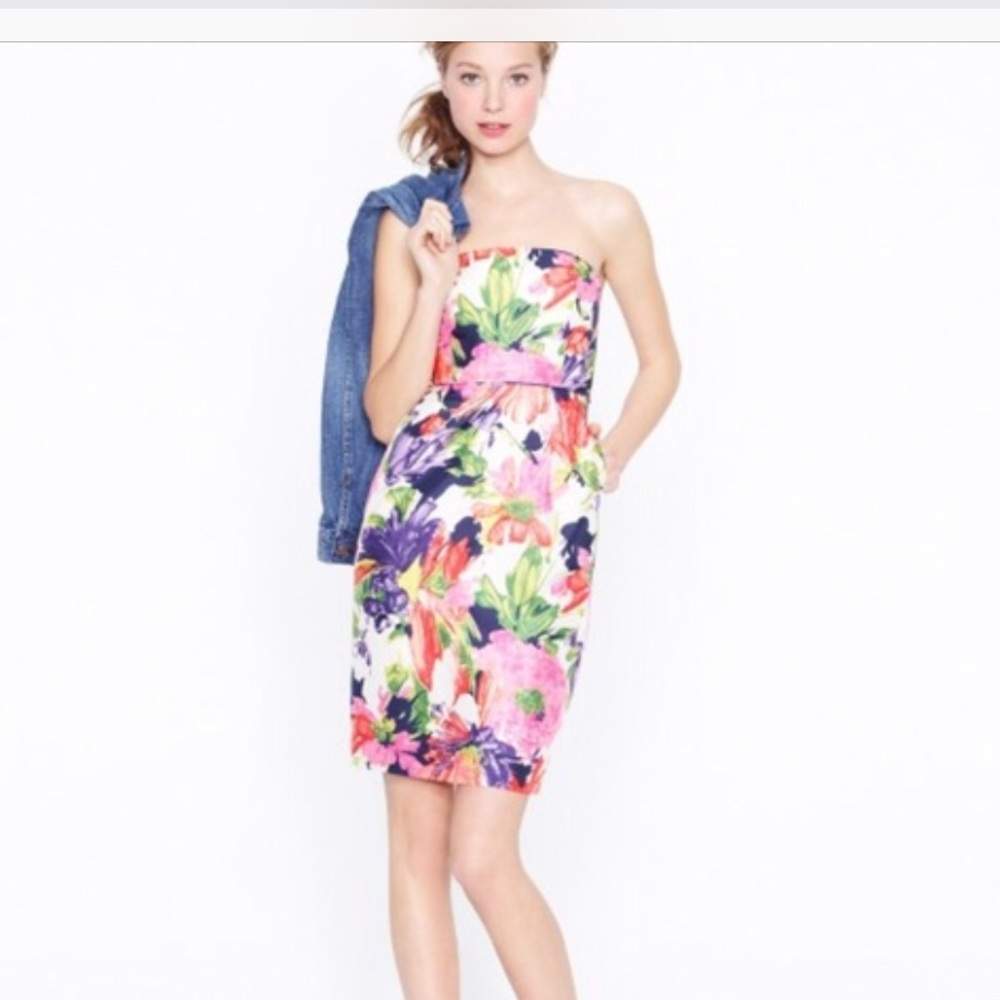 J Crew floral strapless dress